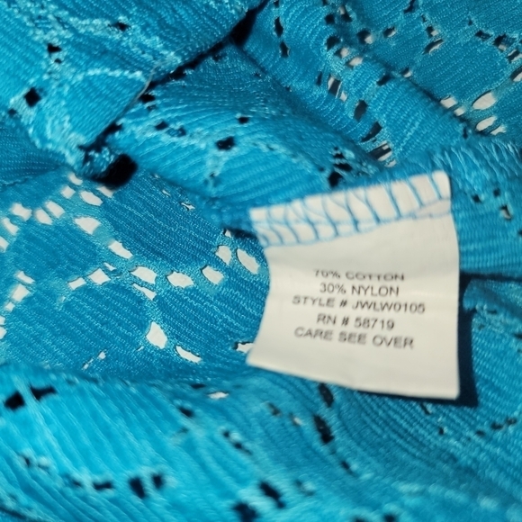 Valerie Stevens Women’s teal Blue Lace Lightweight Button Up Blouse shacket XL - Picture 9 of 12